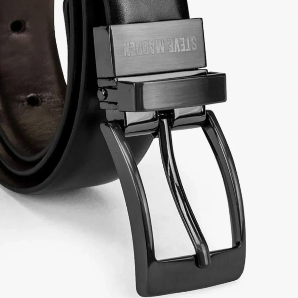 Steve Madden Boys Reversible Black Brown Belt with Gun Metal Buckle in Size 30 L